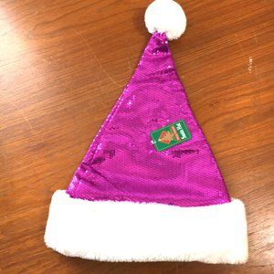 Purple Sequin Santa Elf Hat w/ White Fur NWT